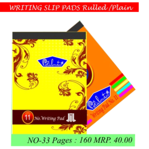 Writing Slip Pads Rulled/Plain - 160 Pages (No-33)